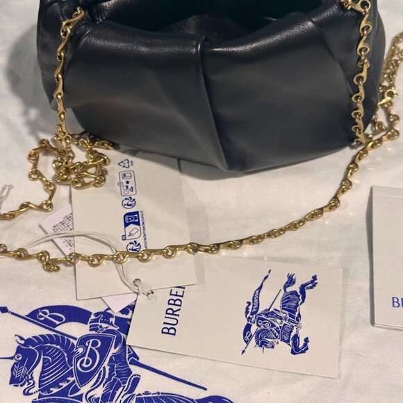 BURBERRY Black Rose Clutch w/Gold Chain & BURBERRY Dust Bag Soft Leather NWT - Picture 16 of 16